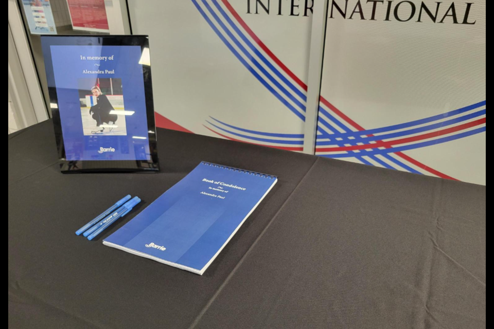 A book of condolences has been set up at the Mariposa School of Skating, inside the  Allandale Recreation Centre, for members of the public to sign. 