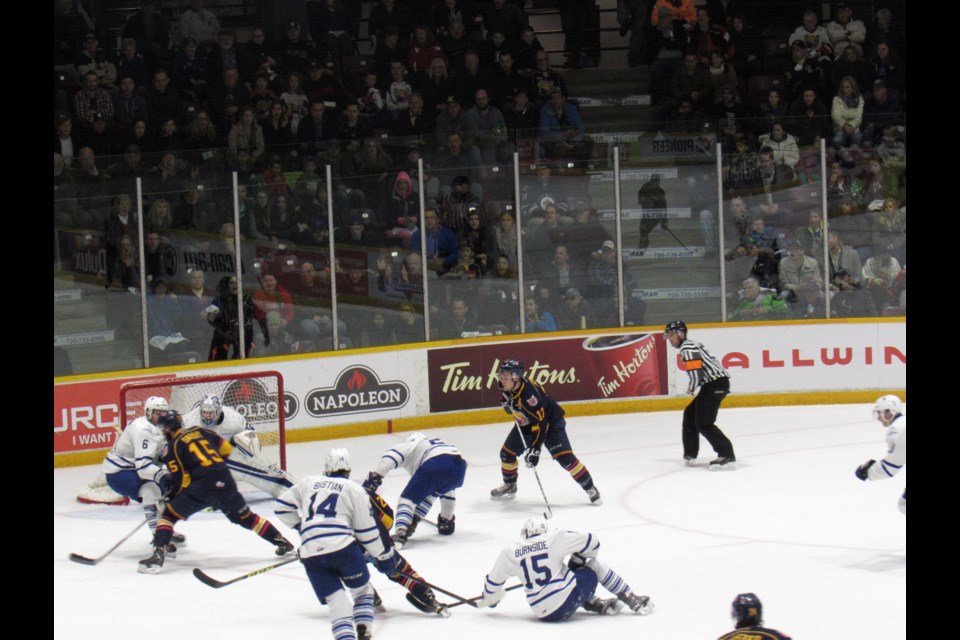 Barrie Colts beat Mississauga Steelheads 5-2 in Game 1. Photo by Shawn Gibson for BarrieToday.    