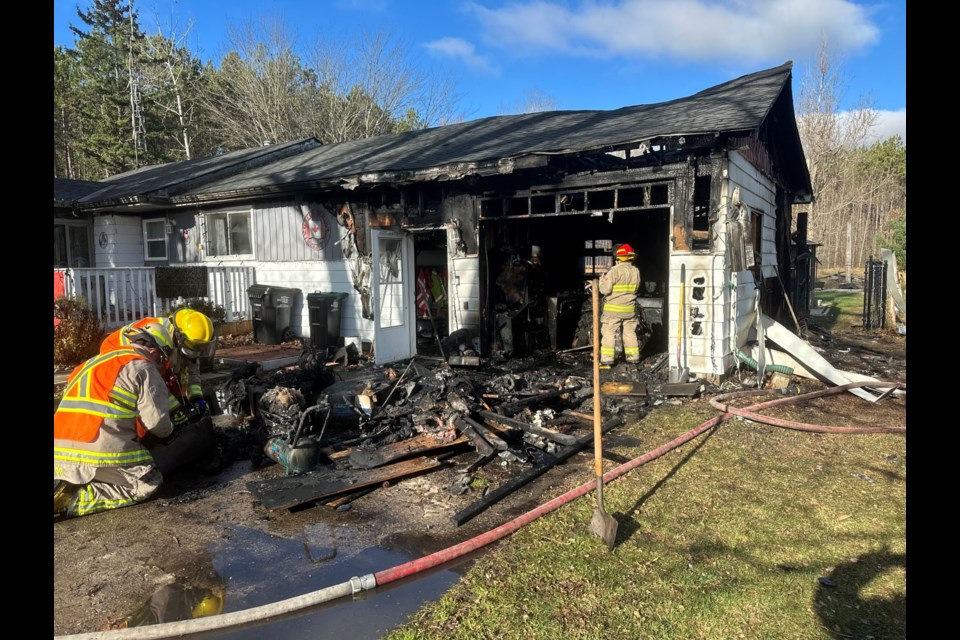 Emergency crews responded to a fire early Tuesday morning at a home on Flos Road 4 West.