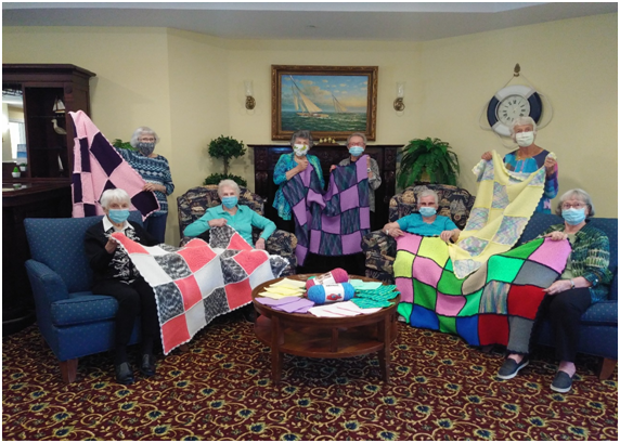 The knitting group from Waterford Barrie Retirement Residence enjoys giving back to the community and hanging out every Tuesday. Photo submitted