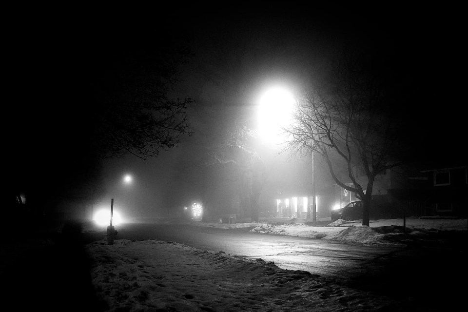 This photo was taken in Barrie on Dec. 10, 2024 showing heavy fog in the city's north end. 