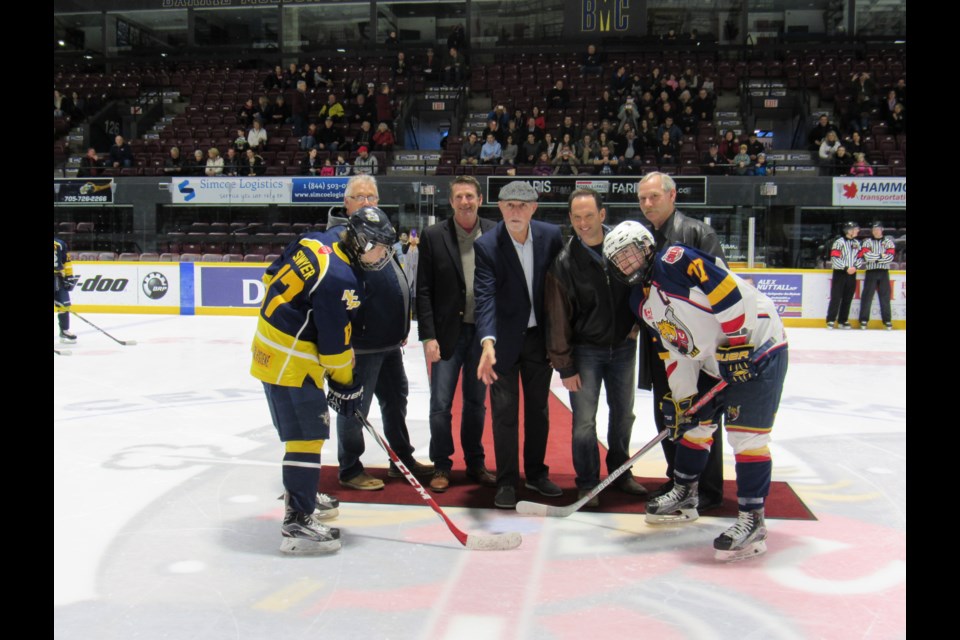 Ceremonial puck drop. Shawn Gibson for BarrieToday