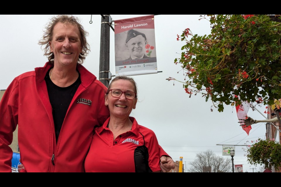 Jay and Sue Schell launched the Remembrance Day banner program in Elmvale in 2020.