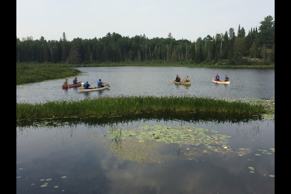 Friends of La Vase Portages paddle the historic route on Canoe Day