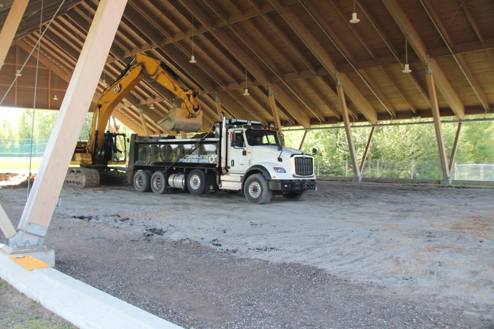 Upgrades are underway at Callander's Bill Barber Rink. Goodbye, asphalt, hello thick conrete slab.