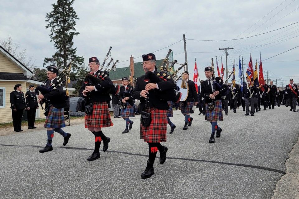 The Legion's pipe band led today's Remembrance Day processsion / Photo by David Briggs 