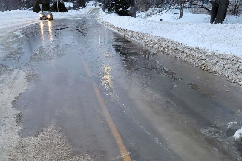 The broken water main flooded parts of Callander's Main Street