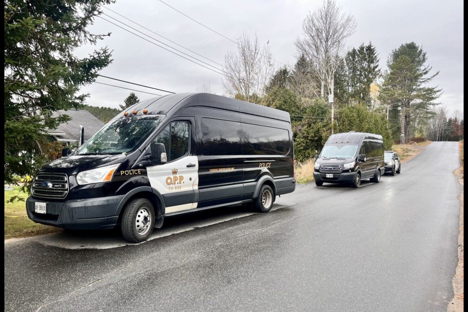 On Oct. 29, the OPP forensic identification unit van and other police vehicles were stationed outside the Highview Drive home where the Oct. 25 shootings took place.