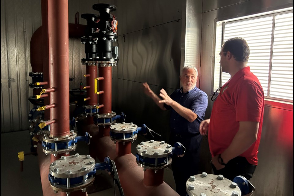 MP Marc Serré and J.P. Martin, Senior Advisor for Sturgeon Falls Brush, while touring Sturgeon Falls Brush and Contracting’s facility.