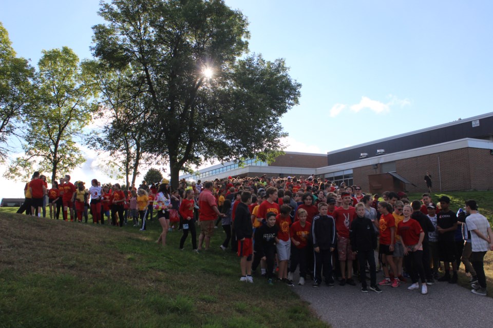 Students gathered Thursday morning for the annual Terry Fox Run. Photo by Ryen Veldhuis.