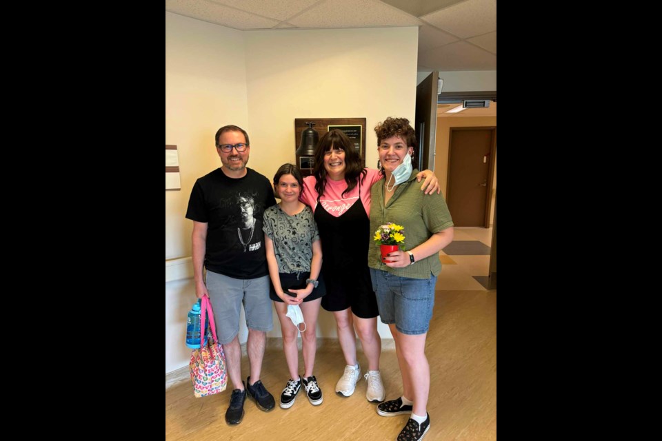 The Oschefski family at the Northeast Cancer Centre in Sudbury