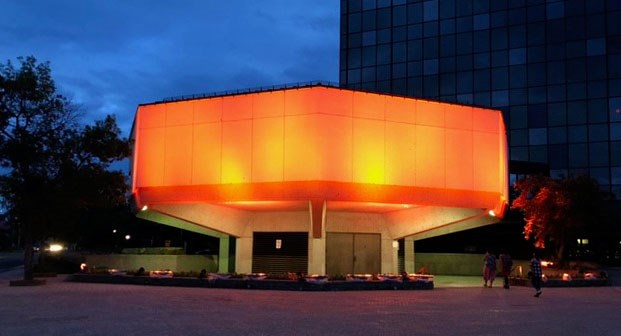 City Hall in North Bay was lit up orange on Canada Day in memory of victims of residential schools.