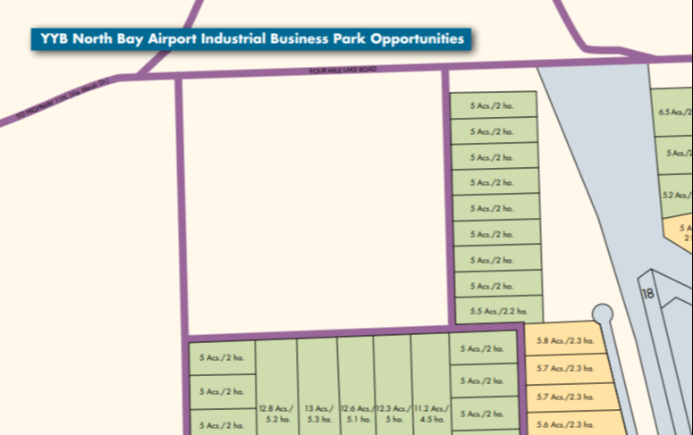 Four Mile Lake Road extension (shown in purple). Courtesy of the City of North Bay.