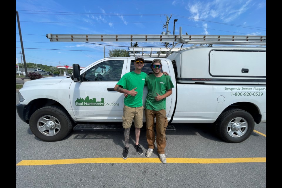 Matt Monkhouse and Ewan MacMillan were on their way to Dryden for a job when they stopped to save a man's life. Photo submitted. 