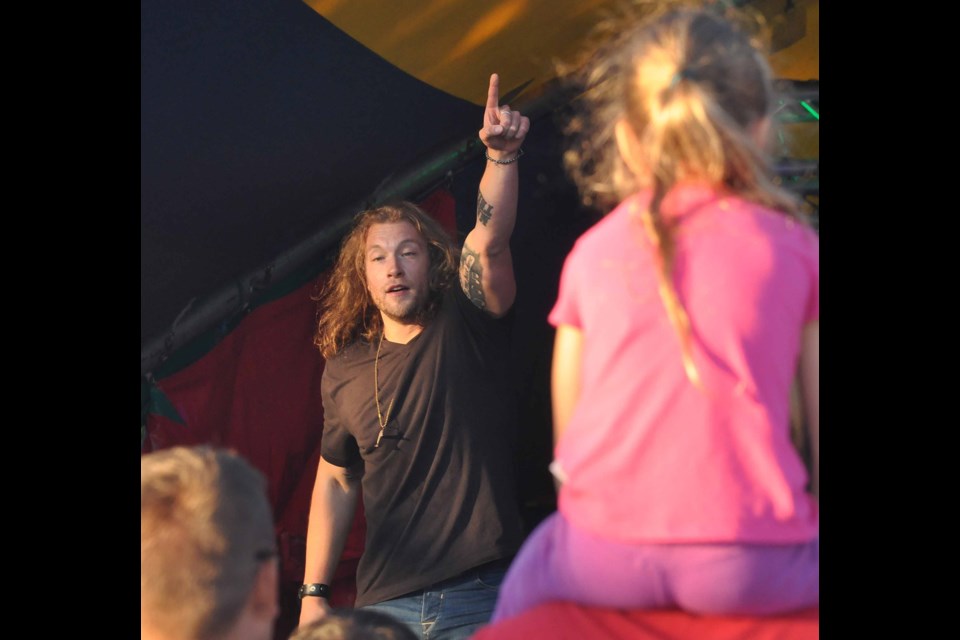 Cory Marquardt excited the crowd at Rock n Ribs in Sturgeon Falls. Photo courtesy Karen Major.