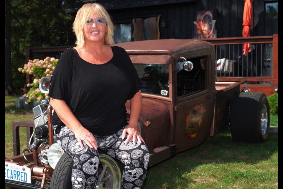 Janice Whitelock sits on her 1928 Ford truck, which started life as a Tudor car until she modified it. This year’s car show in South River raised at least $4,000 for the Canadian Mental Health Association Muskoka-Parry Sound. Co-creator of the event, Whitelock says the participation rate more than doubled this year from 2023 with 621 entries.