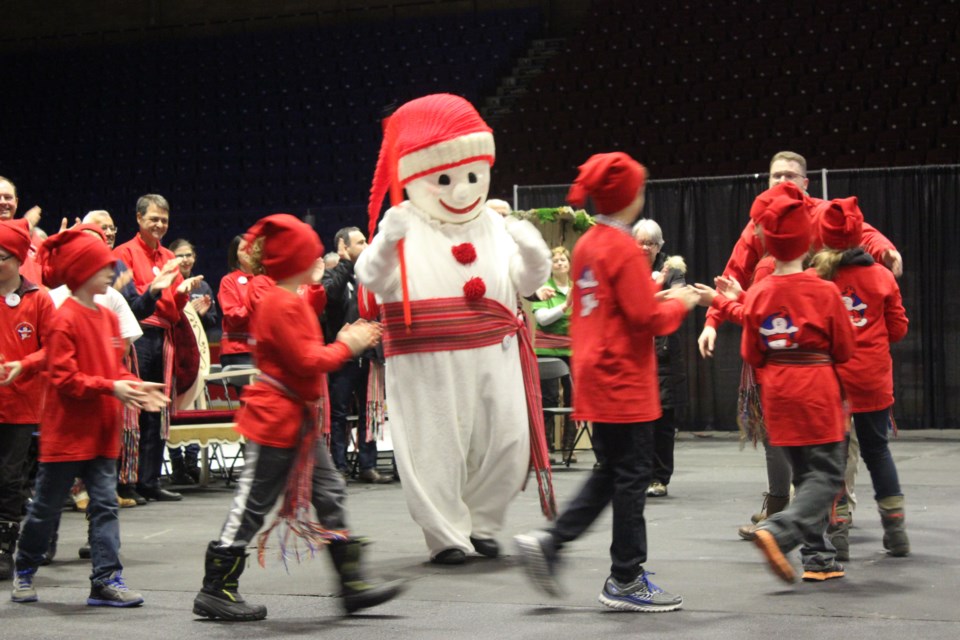 Le Bonnhomme Carnaval showed up during the opening ceremonies to help kick off the week. Photo by Ryen Veldhuis.