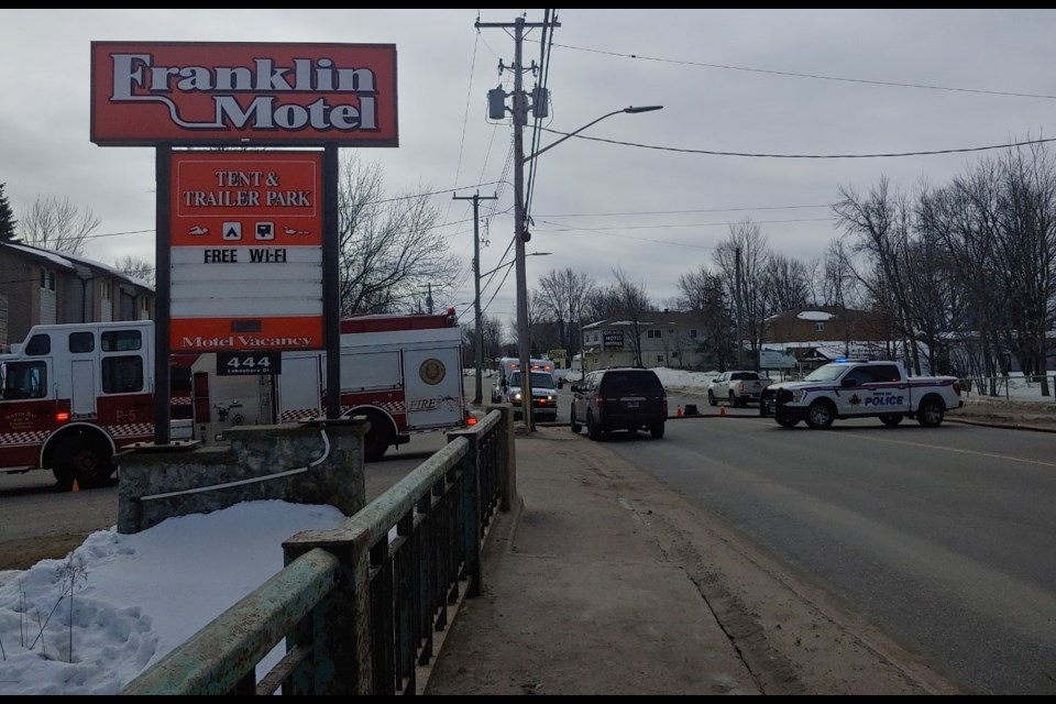 The Franklin Motel on Lakeshore Drive is the scene of a mid-morning fire.