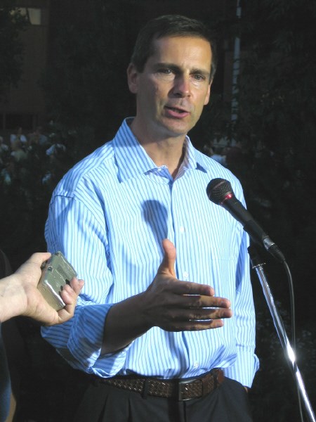 Premier Dalton McGuinty talks to local reporters. Photo by Evan Novak.