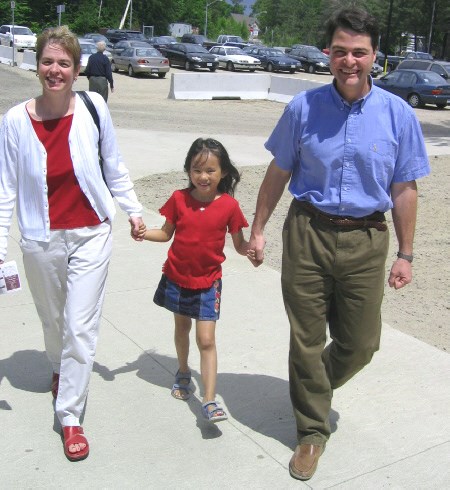 Anthony Rota arrives at the polls with his wife Chantal and their daughter Samantha.