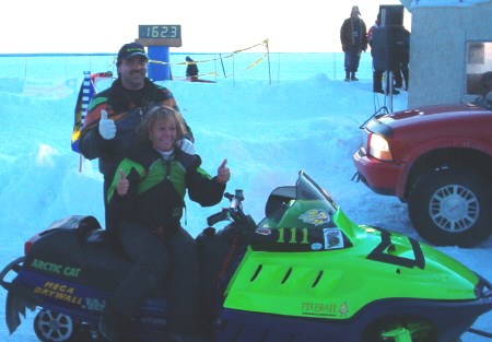 Sylvie and Ralph Campbell celebrate her high speed. Photo courtesy Jonathon Higgins.