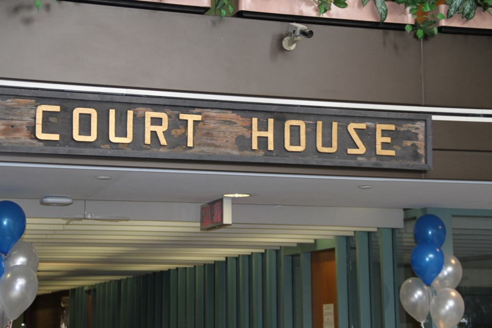 The original courthouse sign. Photo by Chris Dawson/BayToday.ca. 