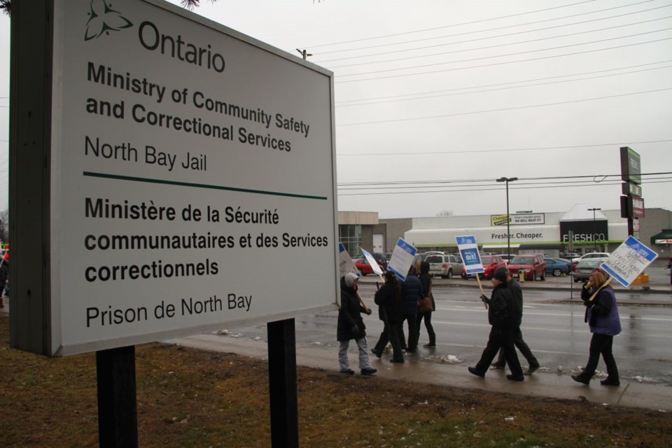 More than 25 supporters took part in the noon rally at the North Bay jail today.  Photo by Chris Dawson.  