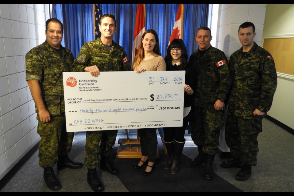 Captain Dionysios Gosselin, Colonel Mark Roberts, Erika Lougheed, Carly Ethier, Chief Warrant Officer John Short and Sergeant Jamie Fitzpatrick. Photo credit:  Officer Cadet Jean-Marc Hananelas       