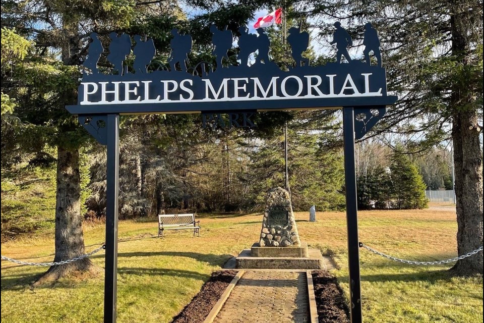 The Phelps Memorial Park sign.