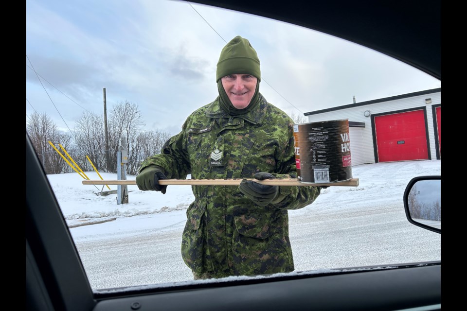 22 Wing personnel taking donations Friday morning at CFB North Bay. 