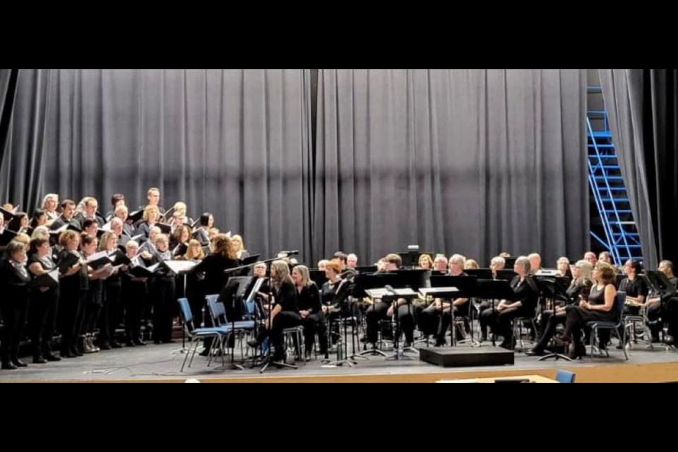 The North Bay Choral Society Choir singing with the Eddie Band at Nipissing University in January 2024. 