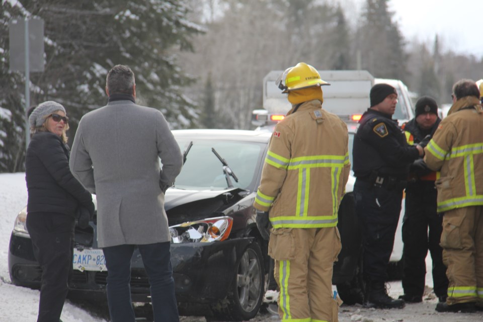 No injuries in this two car collision on Lakeshore Drive. Photo by Jeff Turl.