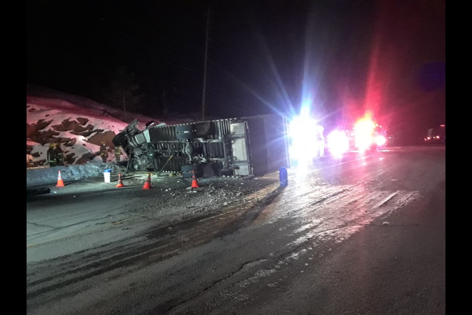 OPP report one person is dead following this accident on Highway 69. Courtesy OPP.