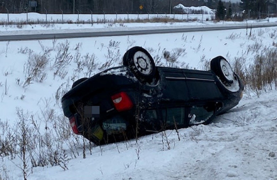 The driver of this car was charged with having improper tires.