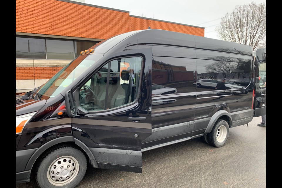 The new North Bay Police forensic van was displayed for the media and the Police Board on Tuesday.  Photo by Chris Dawson/BayToday. 