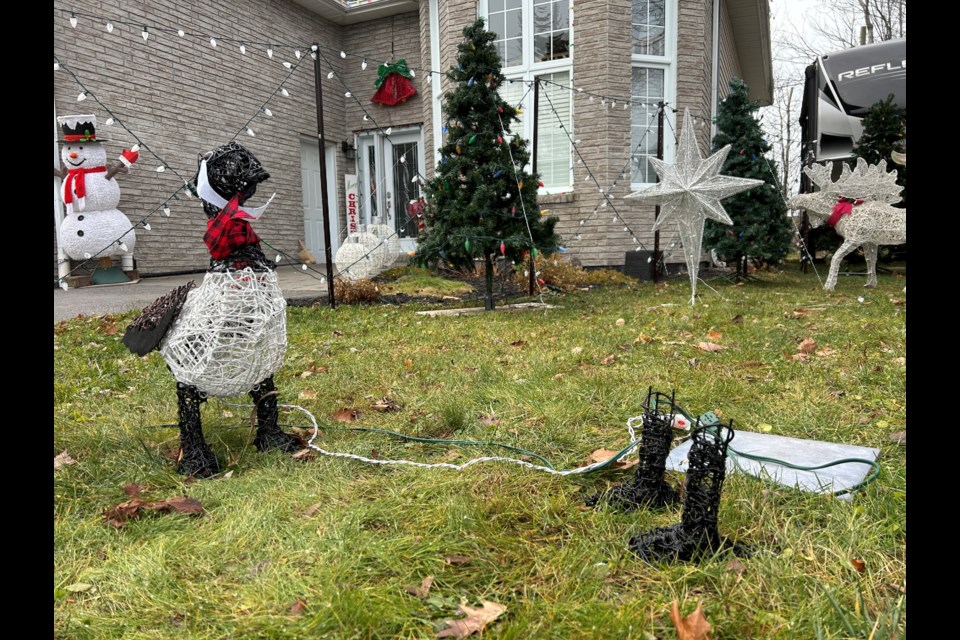 The damage goose in front of this Beattie Street home in North Bay. 