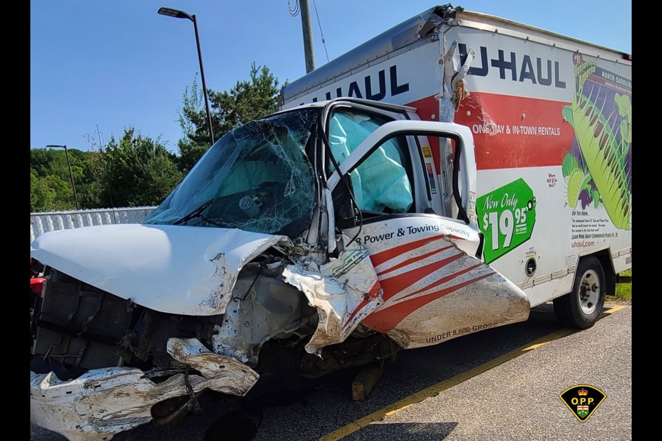 Police are looking for suspects in connection with the stolen and crashed U-Haul.