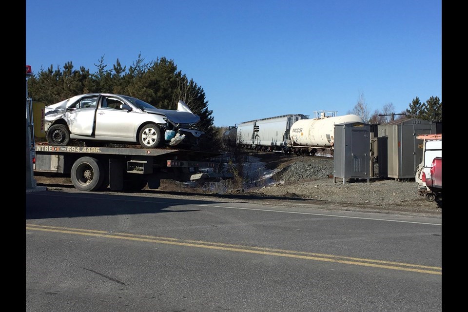 UPDATED Highway 17 closed after train and vehicle collide in