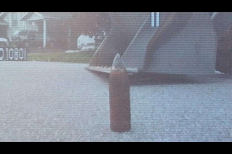 This mortar shell was found in the front yard of a Lee Ave. home. Photo courtesy Clarke Heipel/Cogeco TV News