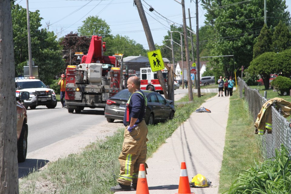 Single vehicle accident happened just after noon. Photo by Chris Dawson.