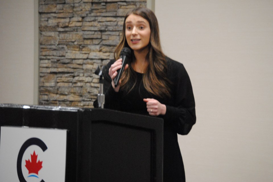 Cassidy Villeneuve speaks following her nomination as CPC candidate for Nipissing—Timiskaming.