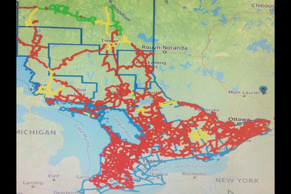 This map shows most trails now closed. 