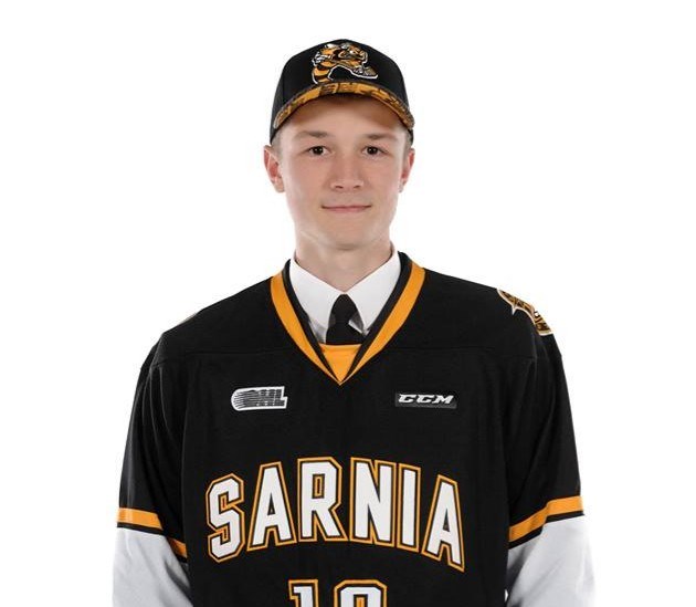Sarnia Sting Home Uniform - Ontario Hockey League (OHL) - Chris