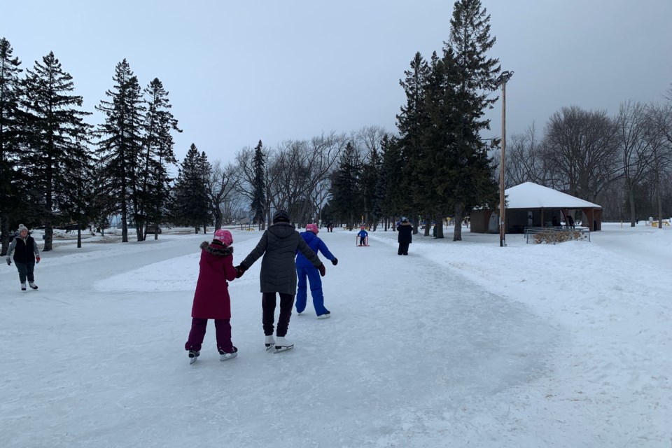 The Lee Park skating oval is a popular winter destination.