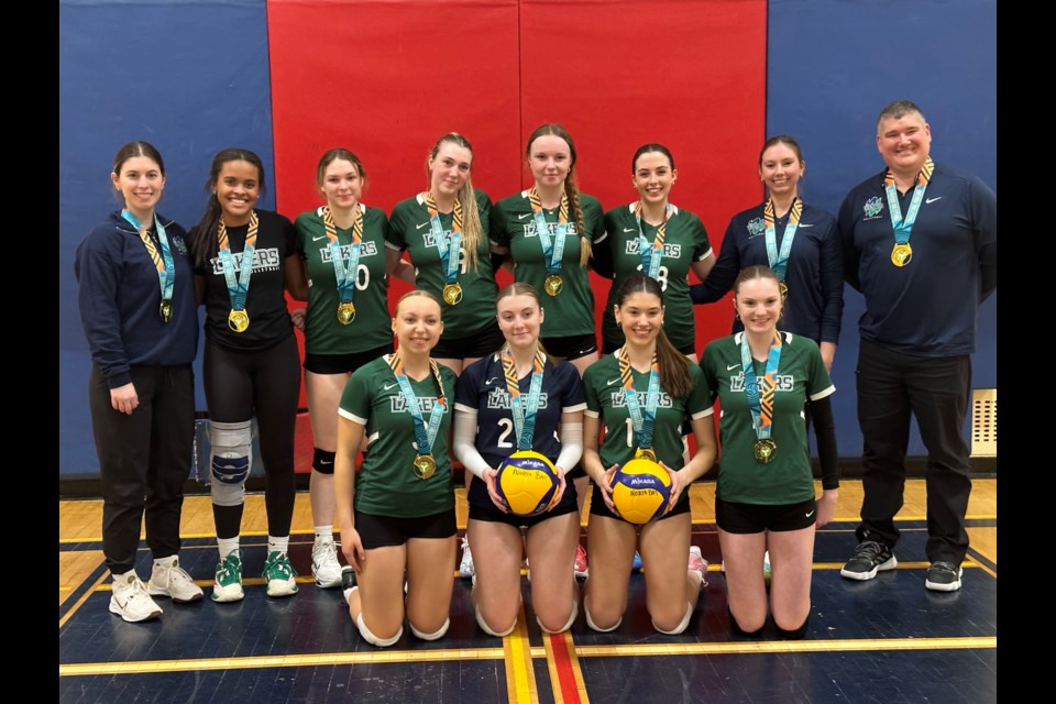 U18 Squall. Top left to right-Coach Megan Foucault Savana Anthony, Ryleigh Argue, Vanessa Zwolak, Serena Desormiers, Coach Jenna Vriezema, Coach Tyler.  Bottom left to right-Sydney Bruner, Keira Scott, Yasmine Croxall, Amyssa Zwolak.  Missing-Carleigh Roy. Photo submitted. 