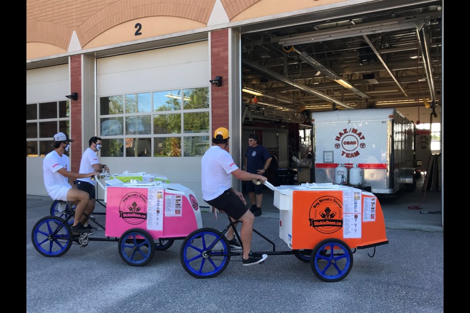 Battalion hand out ice cream from Bay Street's Treats to front-line workers. 