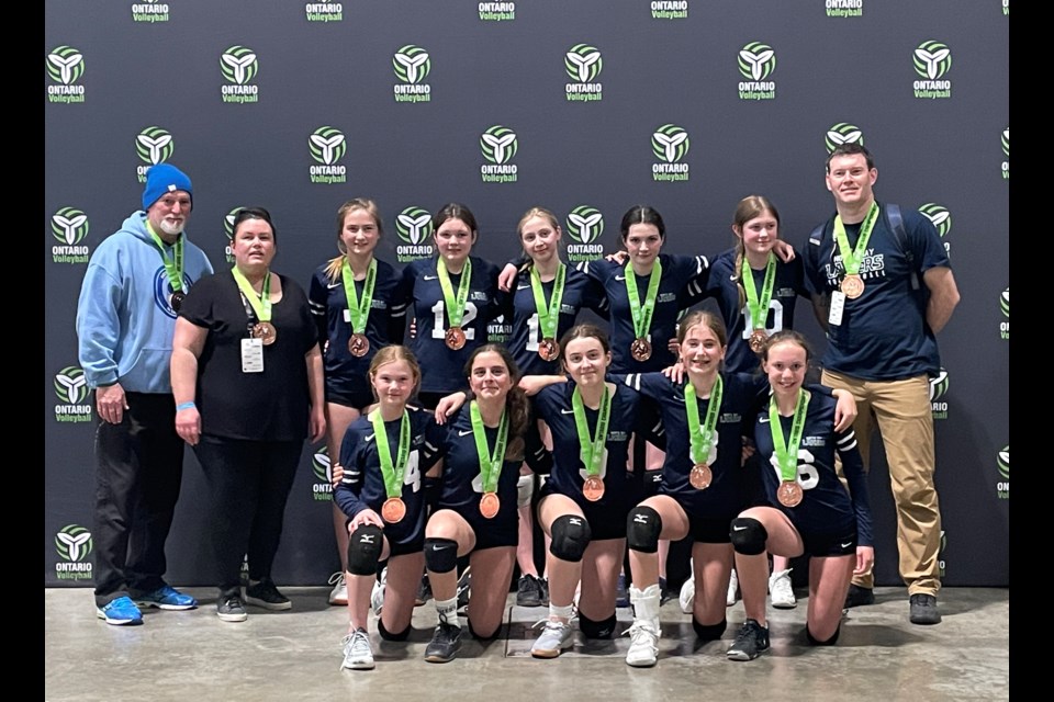 Lakers Rapids: Back Row: Assistant Coach Grant Ross, Head Coach Michelle Georgiev, Victoria Penner, Abagail Legault, Rylee Champagne, Evelyn Ross, Lauren Daly, Assistant Coach Sean Daly. Photo submitted. 