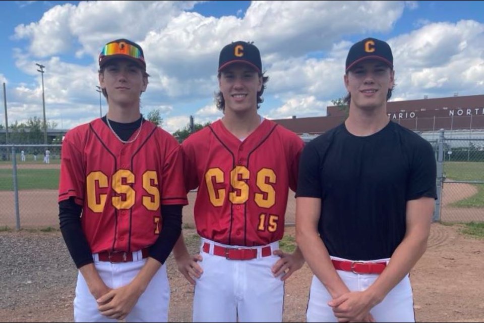 Bradley brothers Raine, Heath and Grayson after the 2024 NDA baseball finals between Chippewa and St. Joseph Scollard Hall.