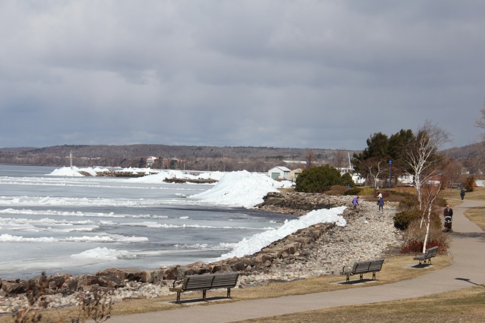 High winds have created a giant ice ridge on the waterfront. Jeff Turl/BayToday.