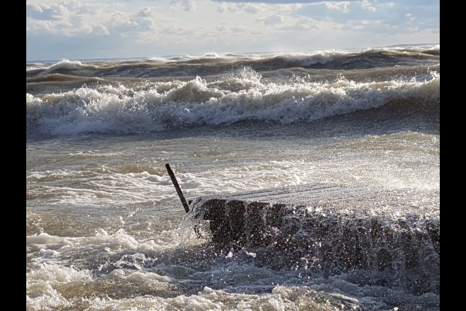 Friday's wind storm whipped Lake Nipissing into a frenzy. Courtesy Rob Cochran.